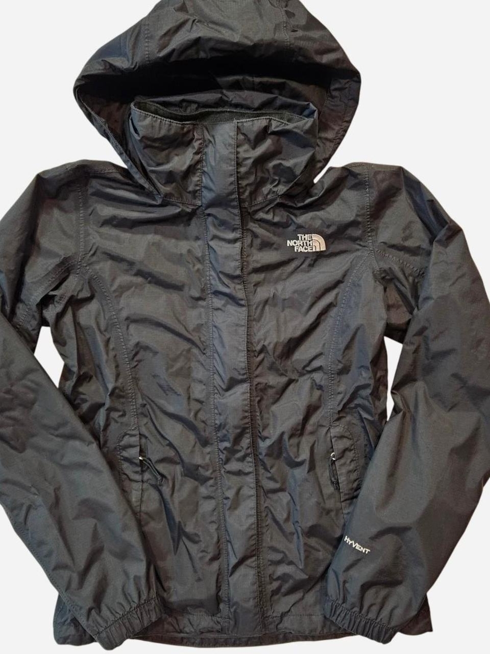The North Face Black Hooded Rain Jacket Hyvent XS Insolated Waterproof